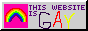 A pixelated gif saying "this website is gay" in rainbow text